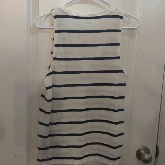 Madewell Whisper Cotton V-Neck Pocket Tank in Creston Stripe - Picture 6 of 8